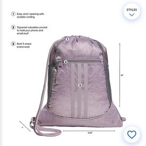 Adidas Light Purple Alliance Drawstring Sackpack